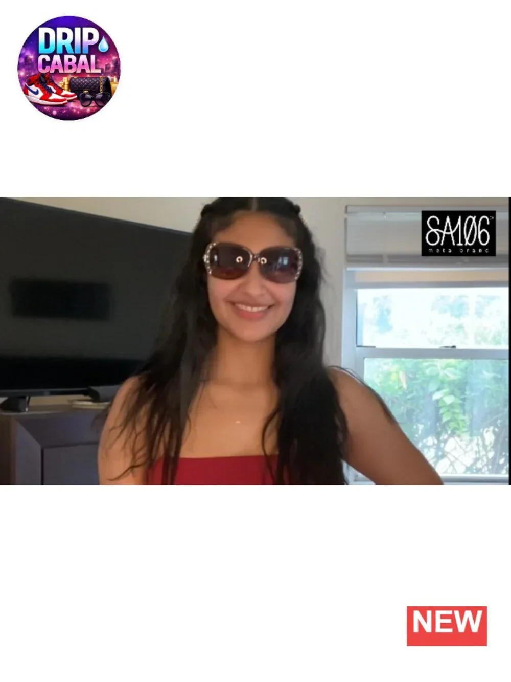 Oversized Rhinestone Sunglasses UV400